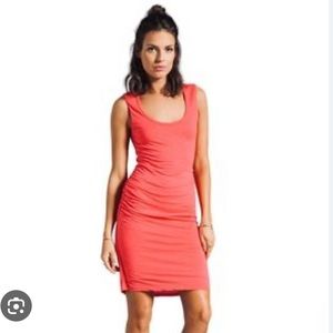 Velvet by Graham Spencer red cotton side scrunched fitted dress